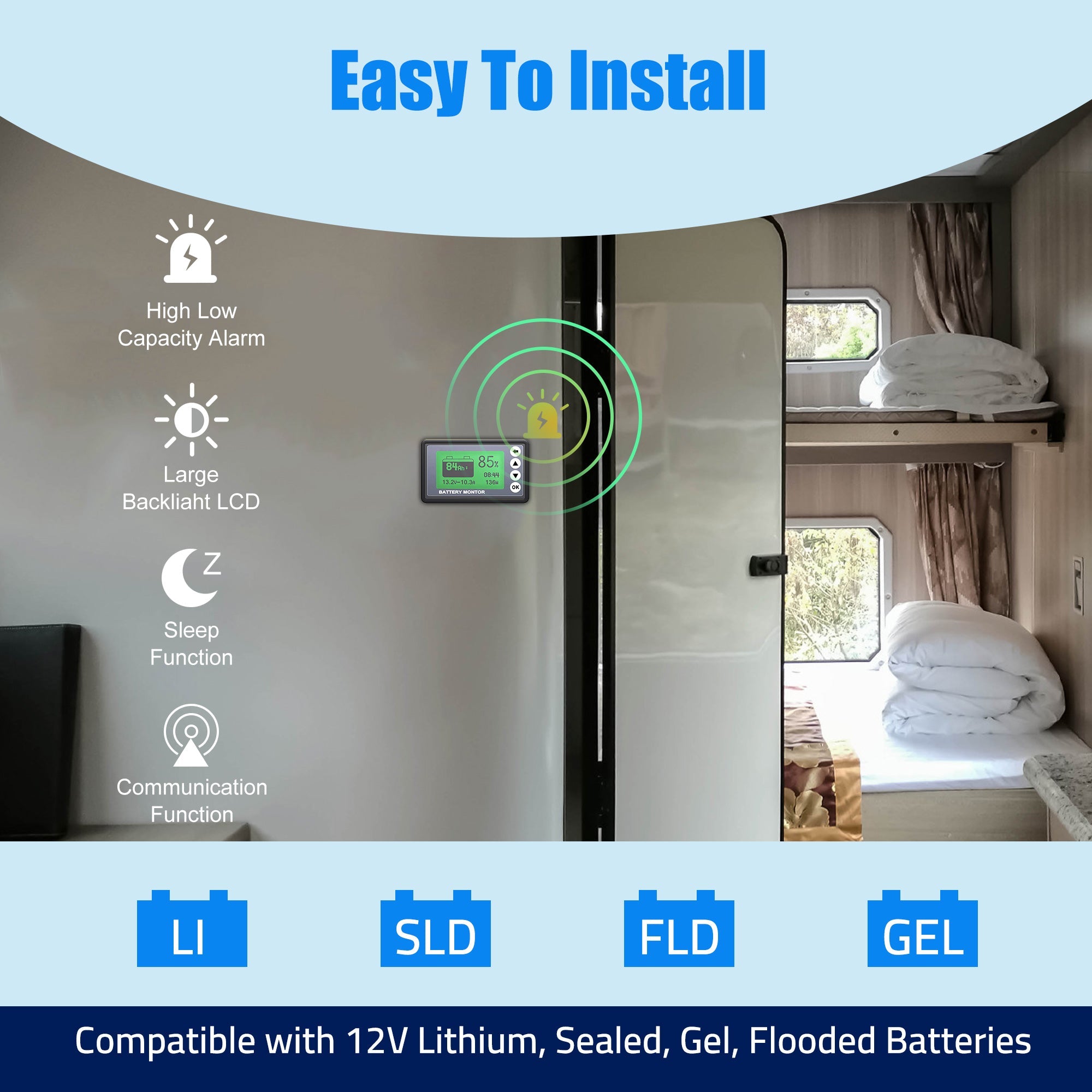 Acopower 500A Inverter Koulo Meter Battery Monitor - Your Battery's Smart Guardian