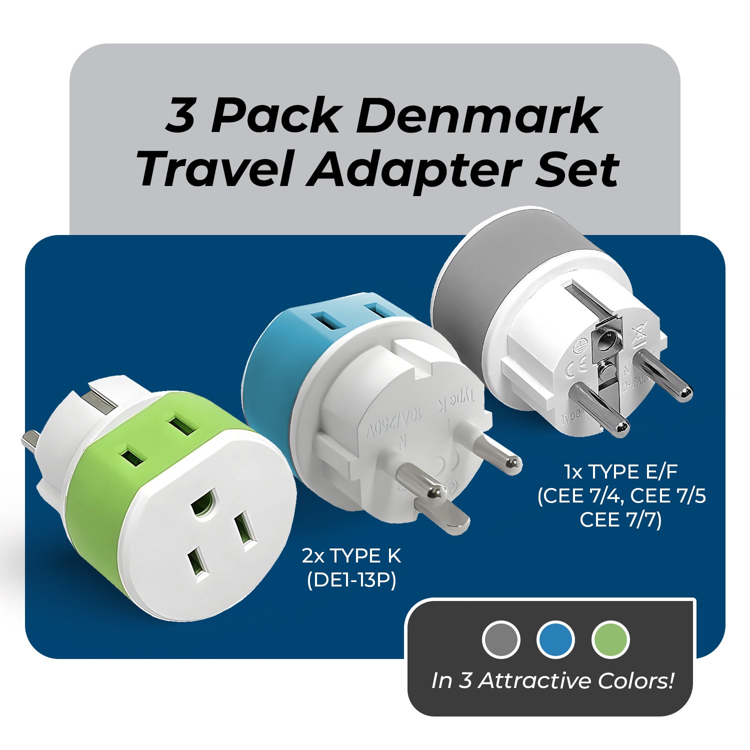 OREI US-20 Denmark Travel Adapter: Compact 2-in-1 Type K for Seamless Charging