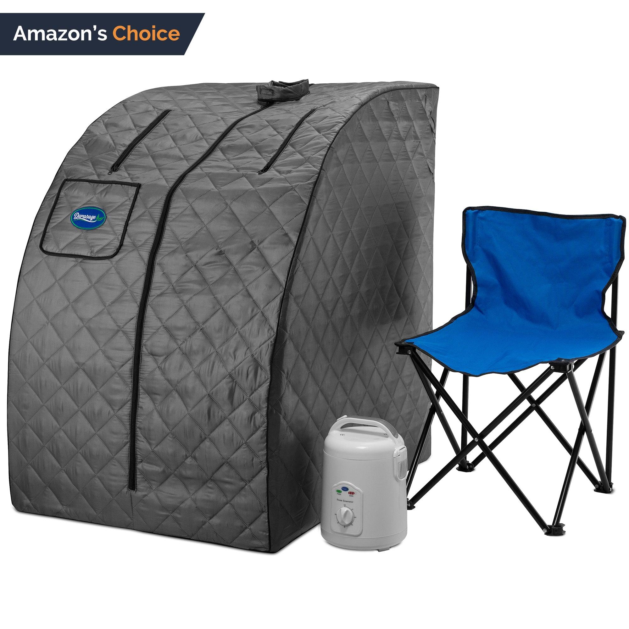 Durasage Lightweight Home Steam Sauna Spa - Relax in Style with 60 Minute Timer, 800 Watt Steam, and Included Chair (Gray)