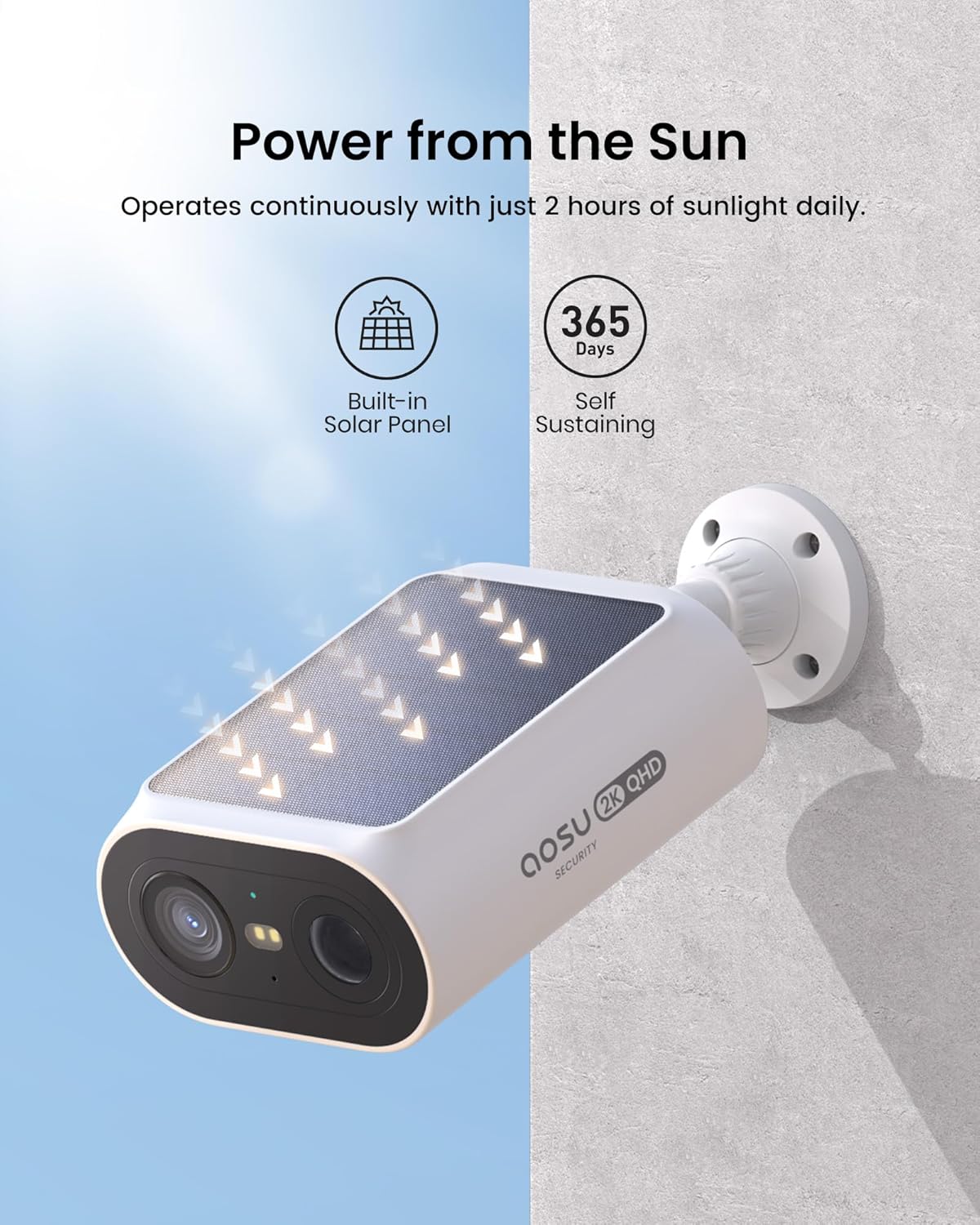 AOSU Outdoor Wireless Solar Security Cameras 2-Camera Kit - Crystal Clear Surveillance