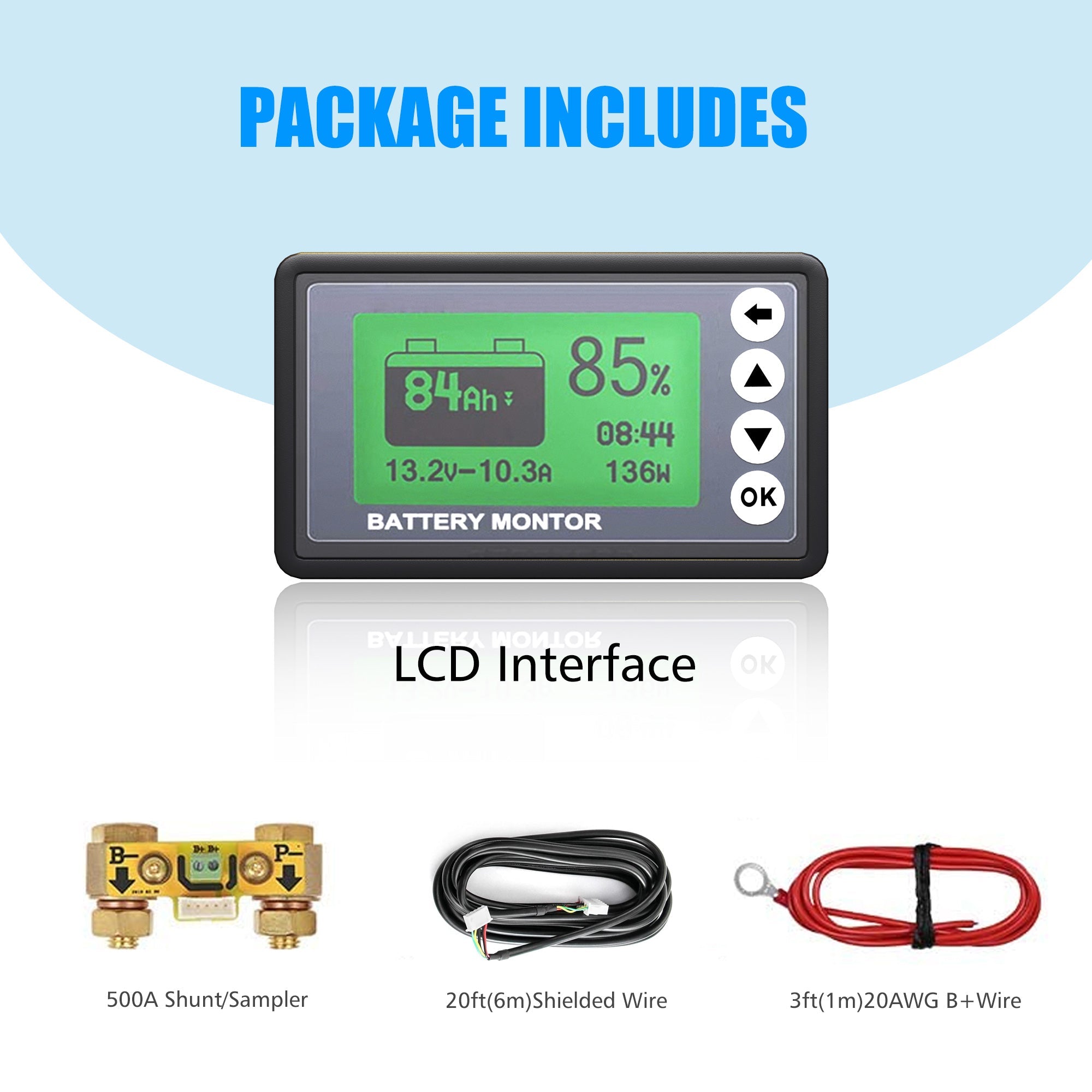 Acopower 500A Inverter Koulo Meter Battery Monitor - Your Battery's Smart Guardian