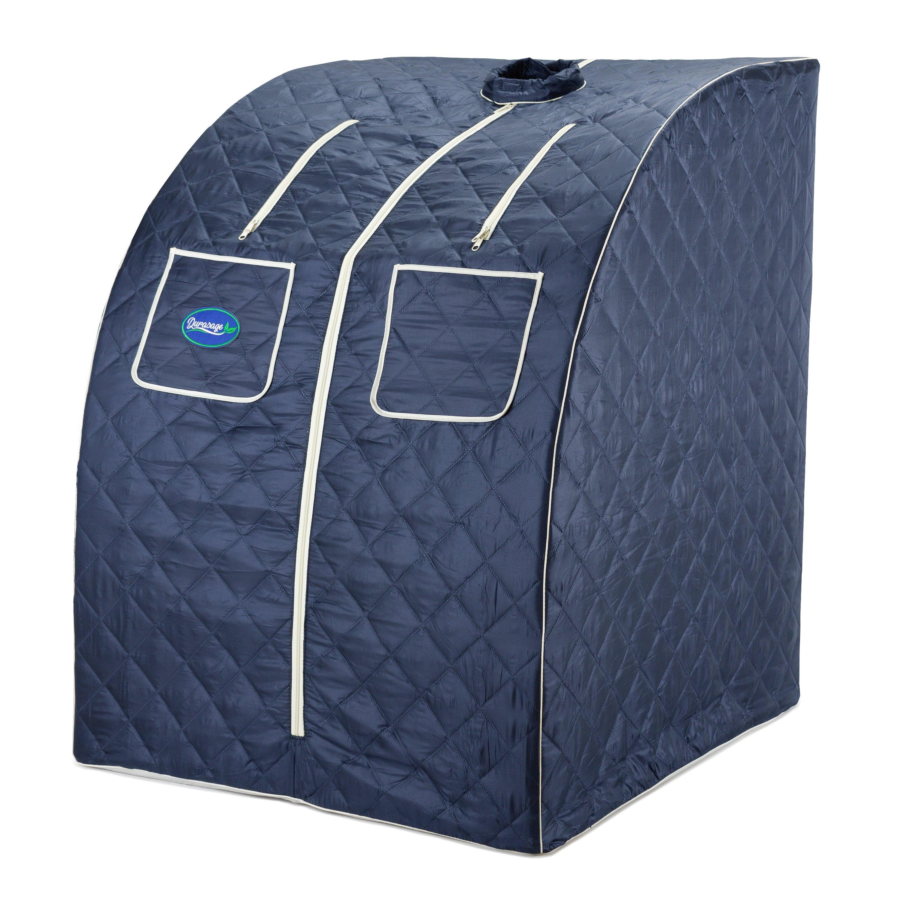 Durasage Health - Relaxing Home Steam Spa: Oversized Portable Sauna with 60-Min Timer, 800W Steam, Included Chair - Satin Blue