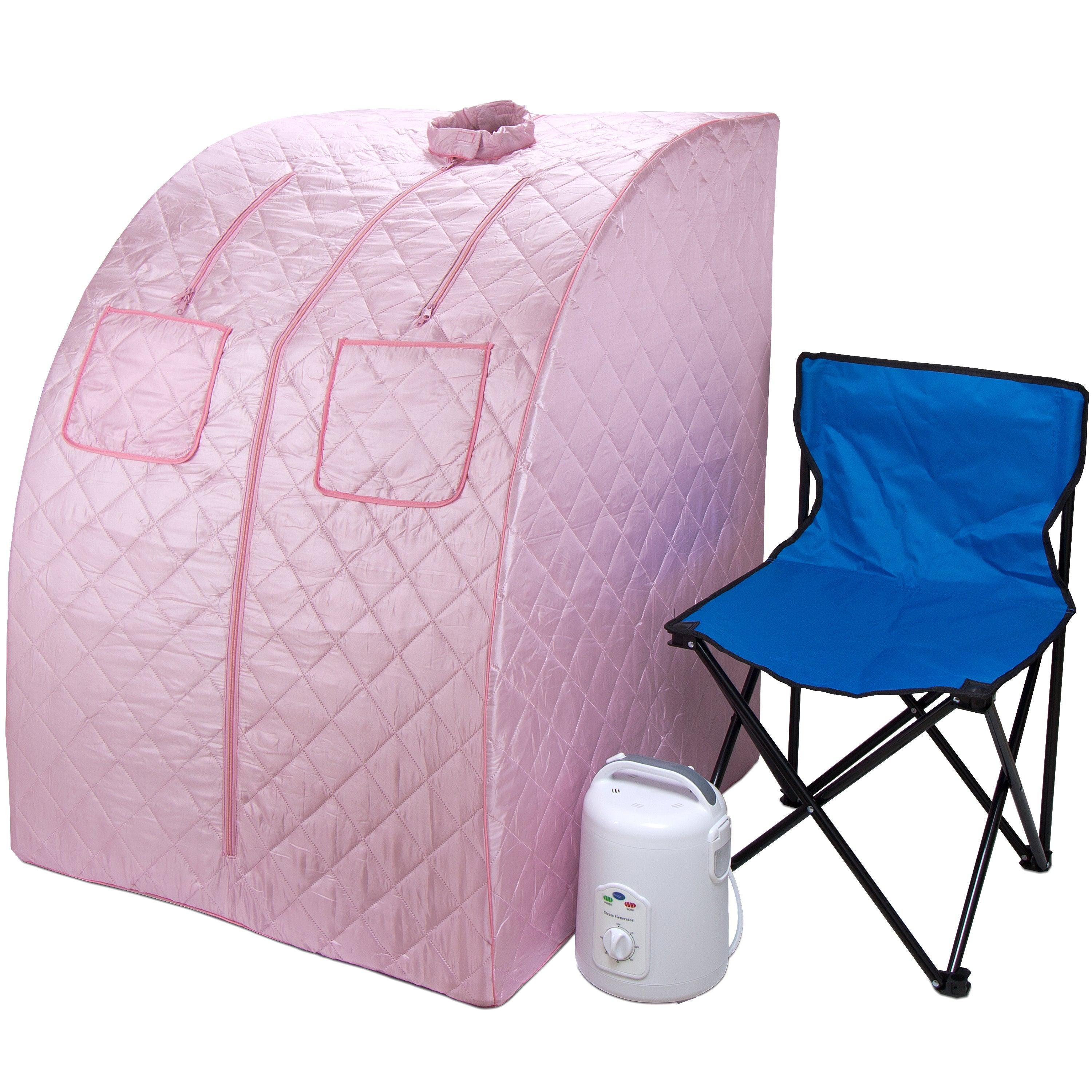 Durasage Health - Oversized Pink Portable Steam Sauna for Home: Weight Loss, Detox & Relaxation, with Included Chair