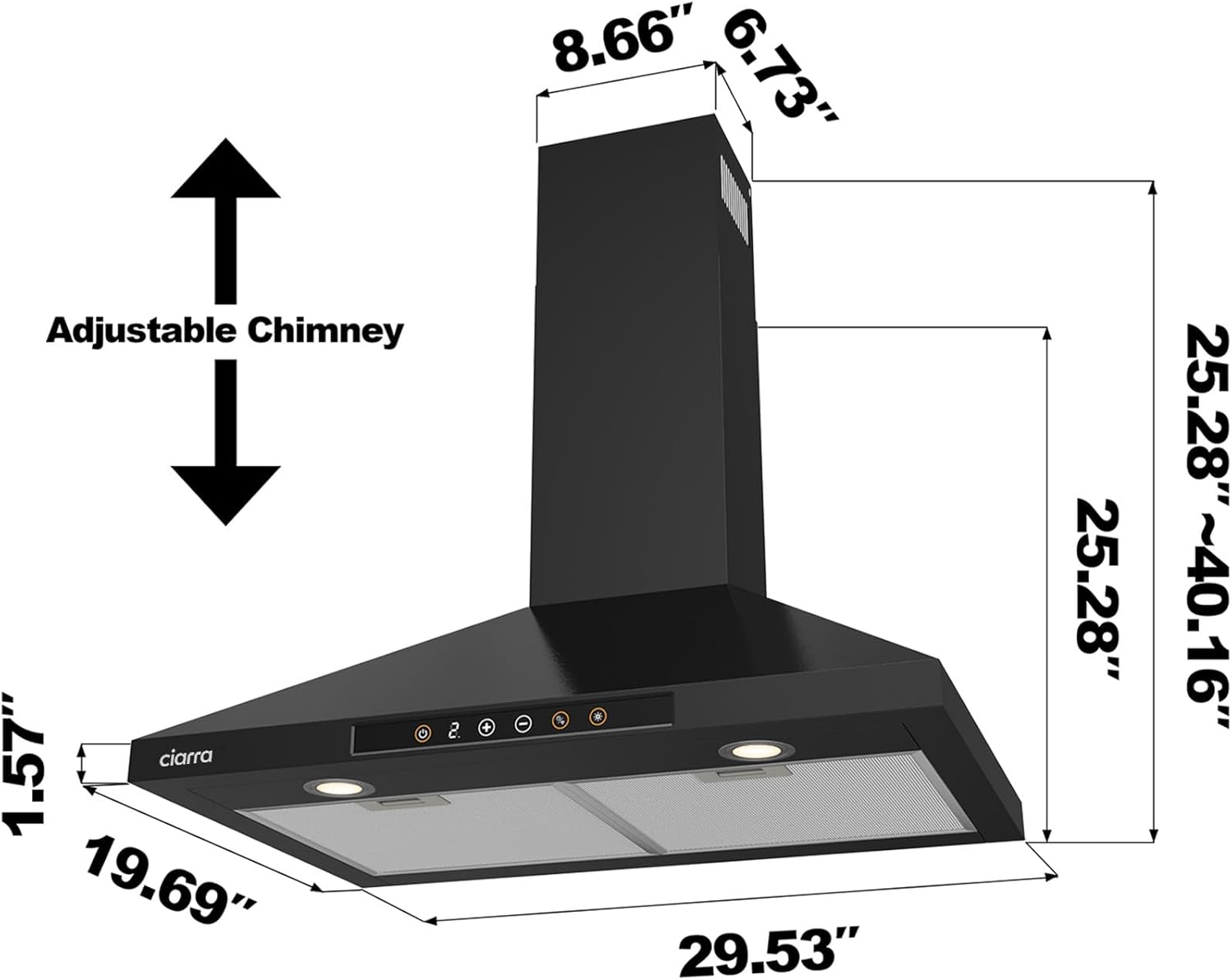 CIARRA 30-Inch Alexa & Google Home Voice-Controlled Smart Wall Mount Range Hood