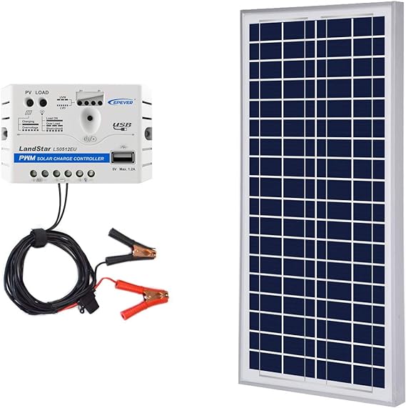 Acopower 35W 12V Alligator Clip Solar Charger Kit with 5A Charge Controller - Your Off-Grid Power Solution!
