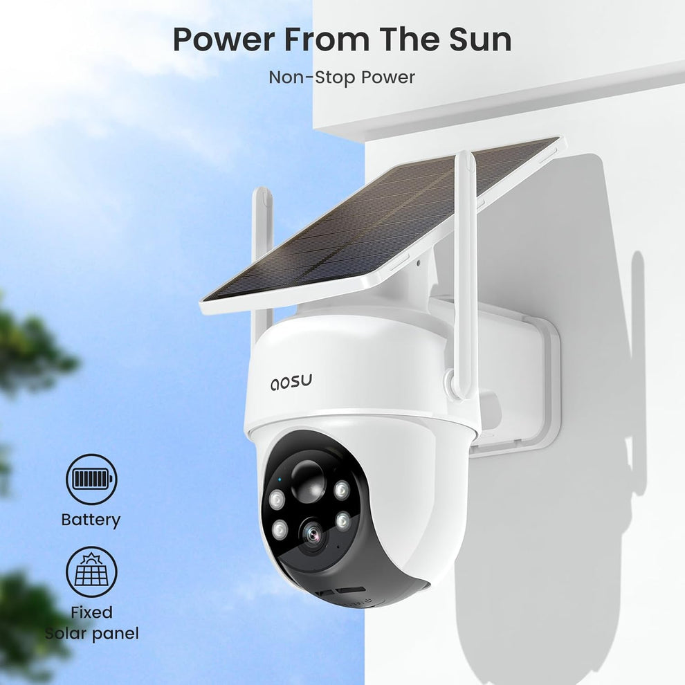 AOSU 2K Outdoor Security Camera Kit - 4 Cameras with Solar Power