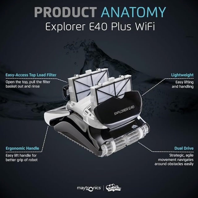 Effortless Pool Clean: Dolphin E40 Wi-Fi Robotic Vacuum