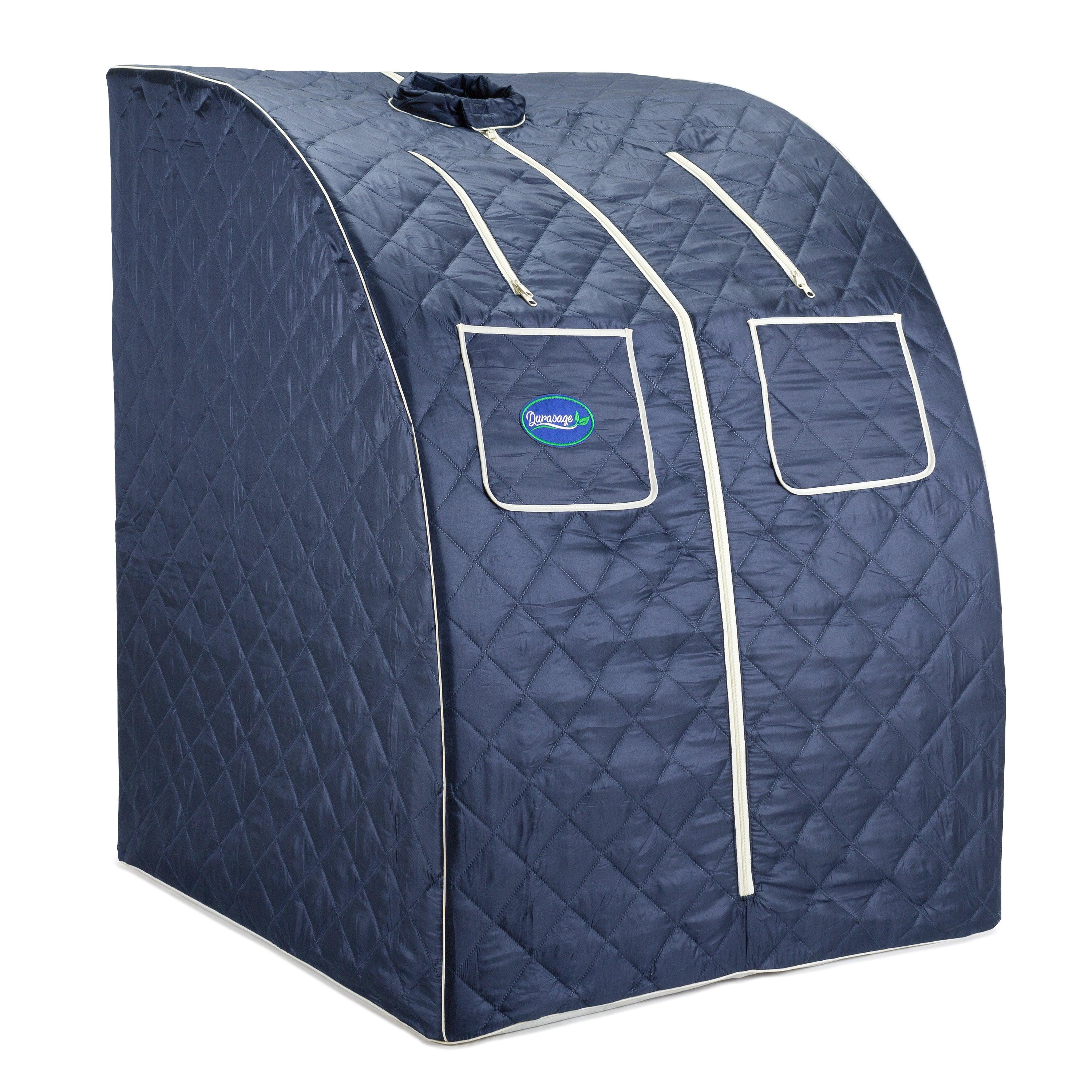 Durasage Health - Relaxing Home Steam Spa: Oversized Portable Sauna with 60-Min Timer, 800W Steam, Included Chair - Satin Blue