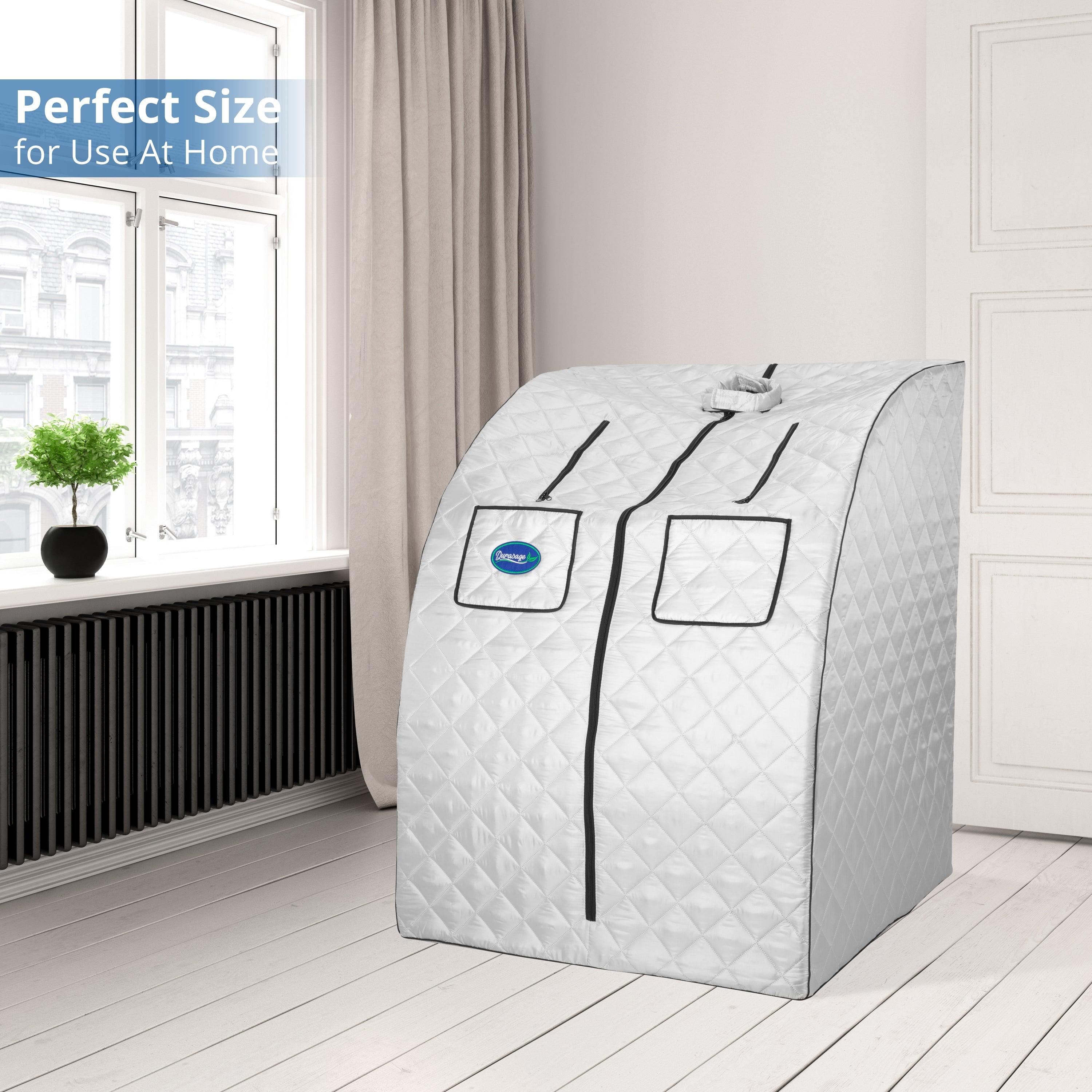 Durasage Health - Oversized Portable Home Steam Sauna for Weight Loss, Detox & Relaxation with Chair - Silver