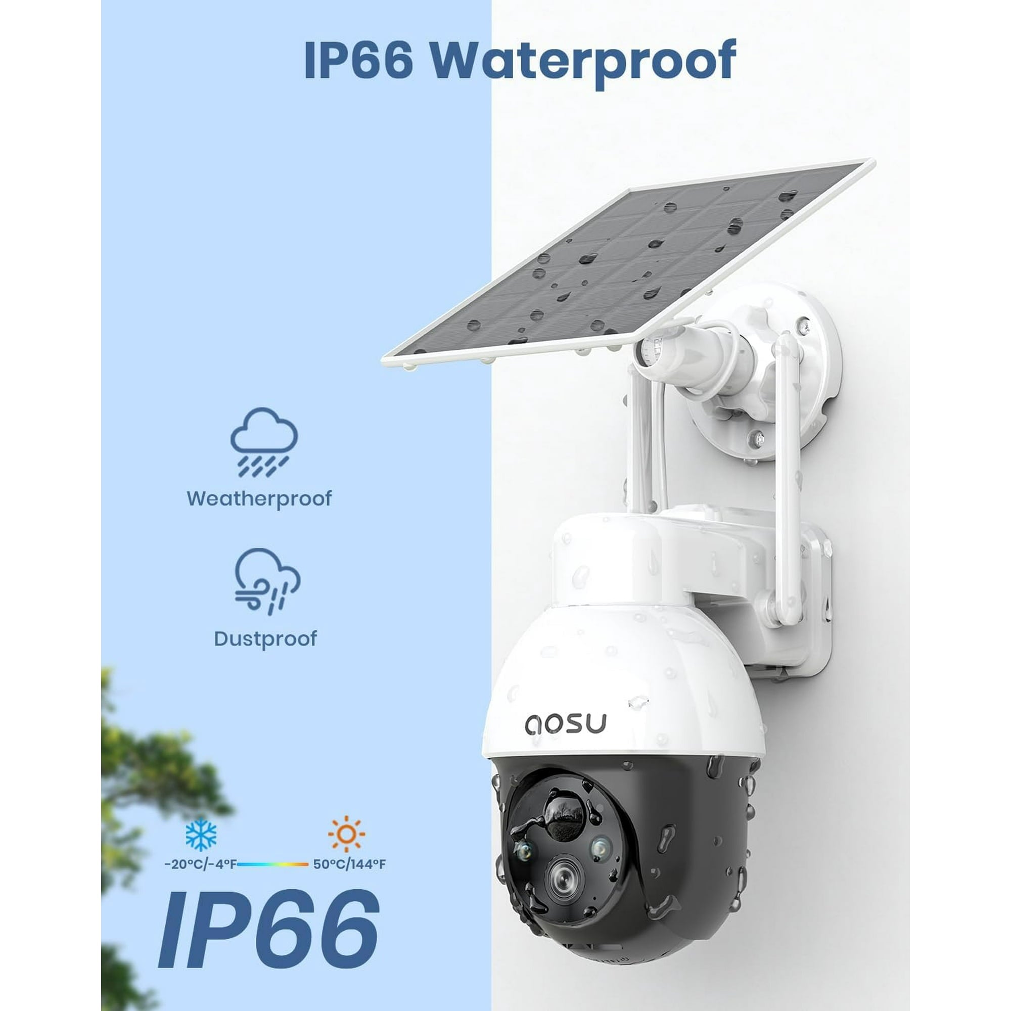 AOSU Wireless Outdoor Solar & Battery-Powered Security Camera - C9L2BA11