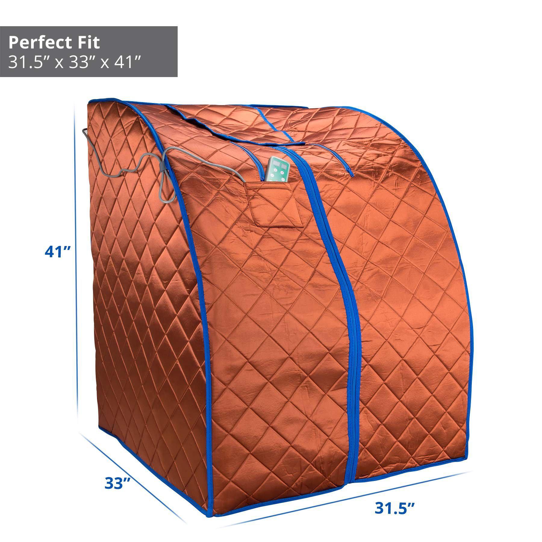 Durasage Health - Large, Portable, Low EMF Negative Ion Indoor Sauna with Chair and Heated Footpad - Copper